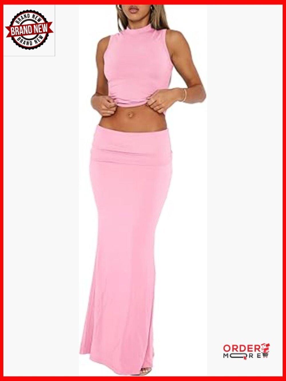 Sexy 2 Piece Skirt Set - Crop Tank & Maxi Skirt Outfit